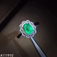 kjjeaxcmy fine jewelry 925 sterling silver inlaid natural emerald popular female ring support detection exquisite