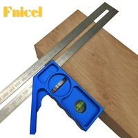 350mm13 7 metric and imperial marking gauge aluminum alloy woodworking scribing ruler 4590 degree angle ruler w bubble level