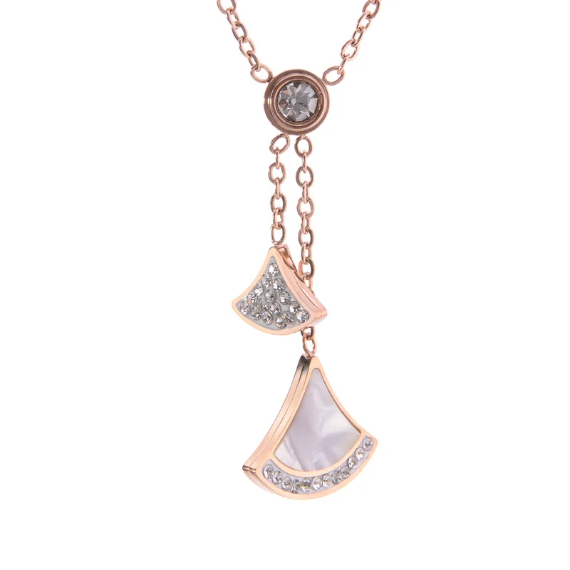 

Fashion Necklaces With Zircon White Shell Pendants Stainless Steel Jewelry Women