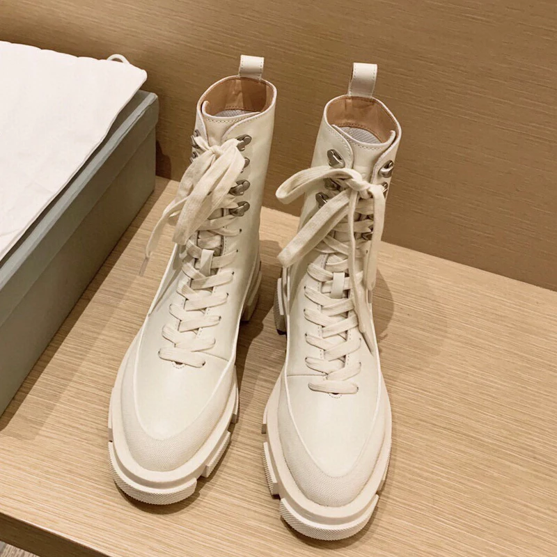 

Женские ботинки на шнуровке, женские ботильоны на ремешке с пряжкой, Черные ботильоны с мешочком на массивной подошве, модная женская обувь ...