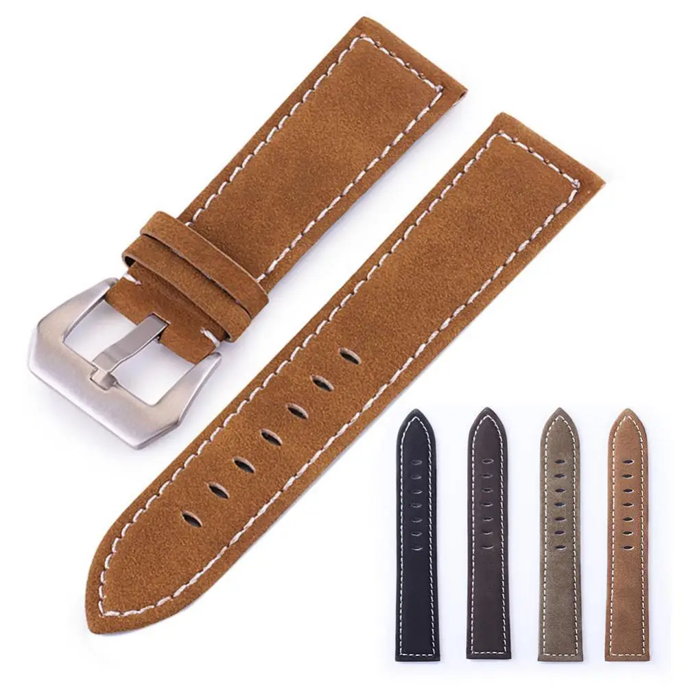 

Matte Faux Leather Thread Thicken Watchband Pin Buckle Wristband Watch Belt
