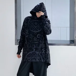 Пуловер с принтом для мужчин и женщин, свитшот с капюшоном для пар, уличная одежда в стиле хип-хоп, готическое длинное худи, плащ, свитшот, сценическая одежда