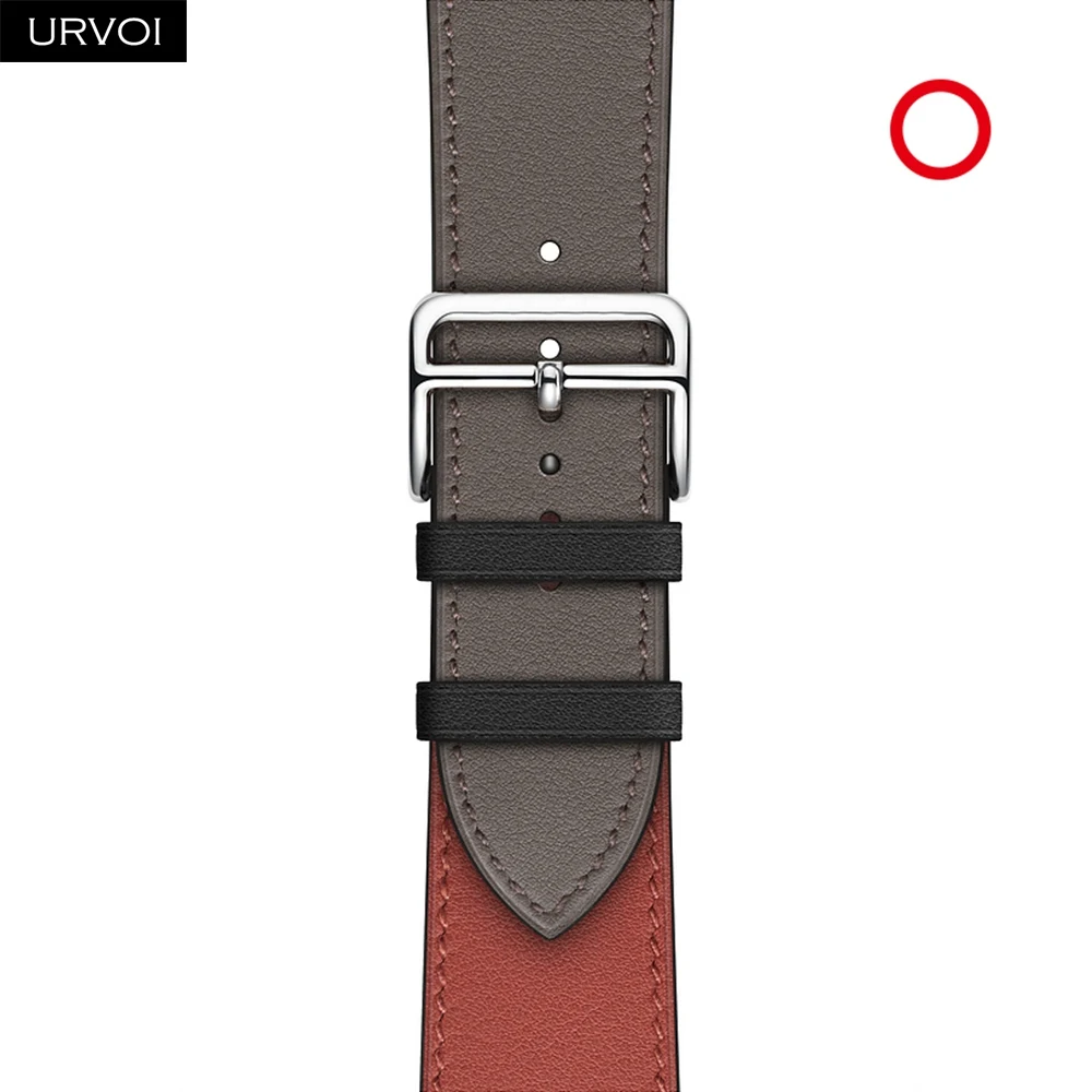 Noir Brique Etain URVOI кожаный ремешок для apple watch series 5 4 3 2 1 один тур для наручных часов iwatch, плечевой ремень на запястье с классическим дизайном Nior 40/44 мм - Цвет ремешка: Noir Brique Etain