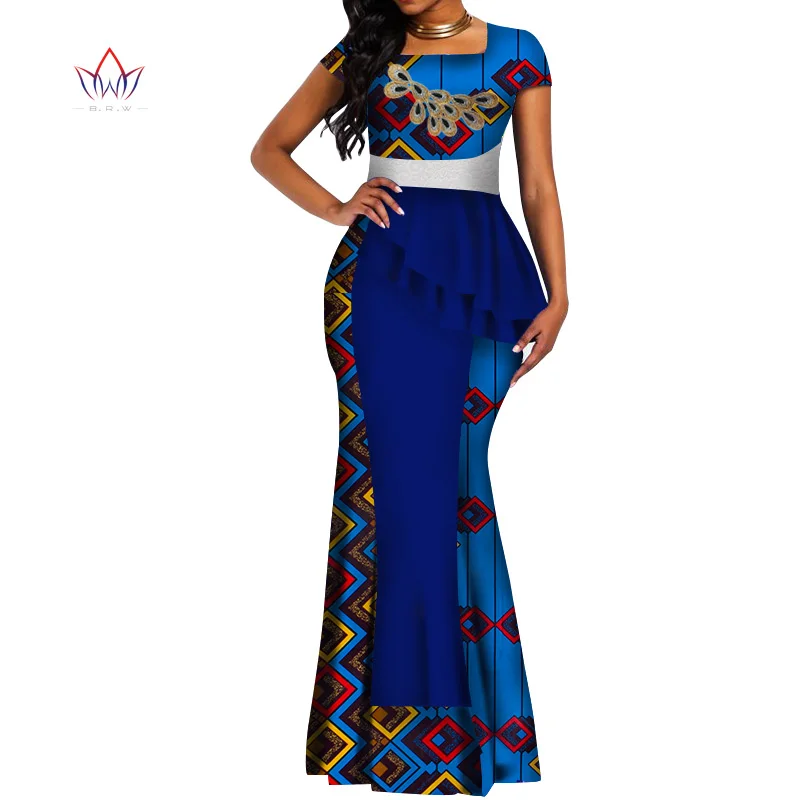 African Clothes For Women Applique Short Sleeve Wear 2021 Fall Pleated Christmas Long Dress Plus Size WY4778 | Тематическая одежда