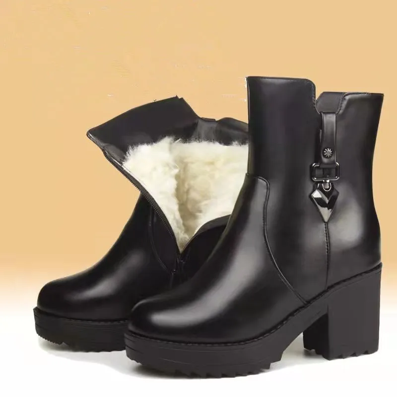 

Shoes Women Boots Winter Warm Snow Boots Women Slope Heel Ankle Boots for Female Winter Shoes Botas Mujer Plush Zapatos De Mujer