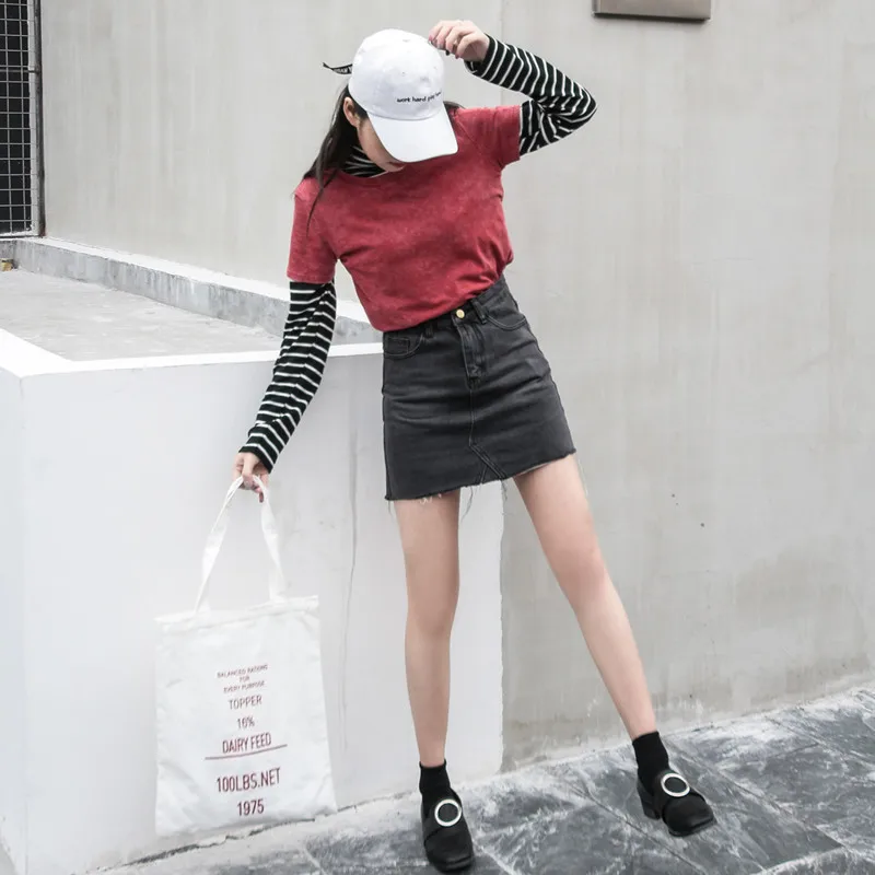

2020 Summer Fashion High Waist Skirts Womens Pockets Button Denim Skirt Female Saias Casual All-matched Jeans Skirt Blue Black