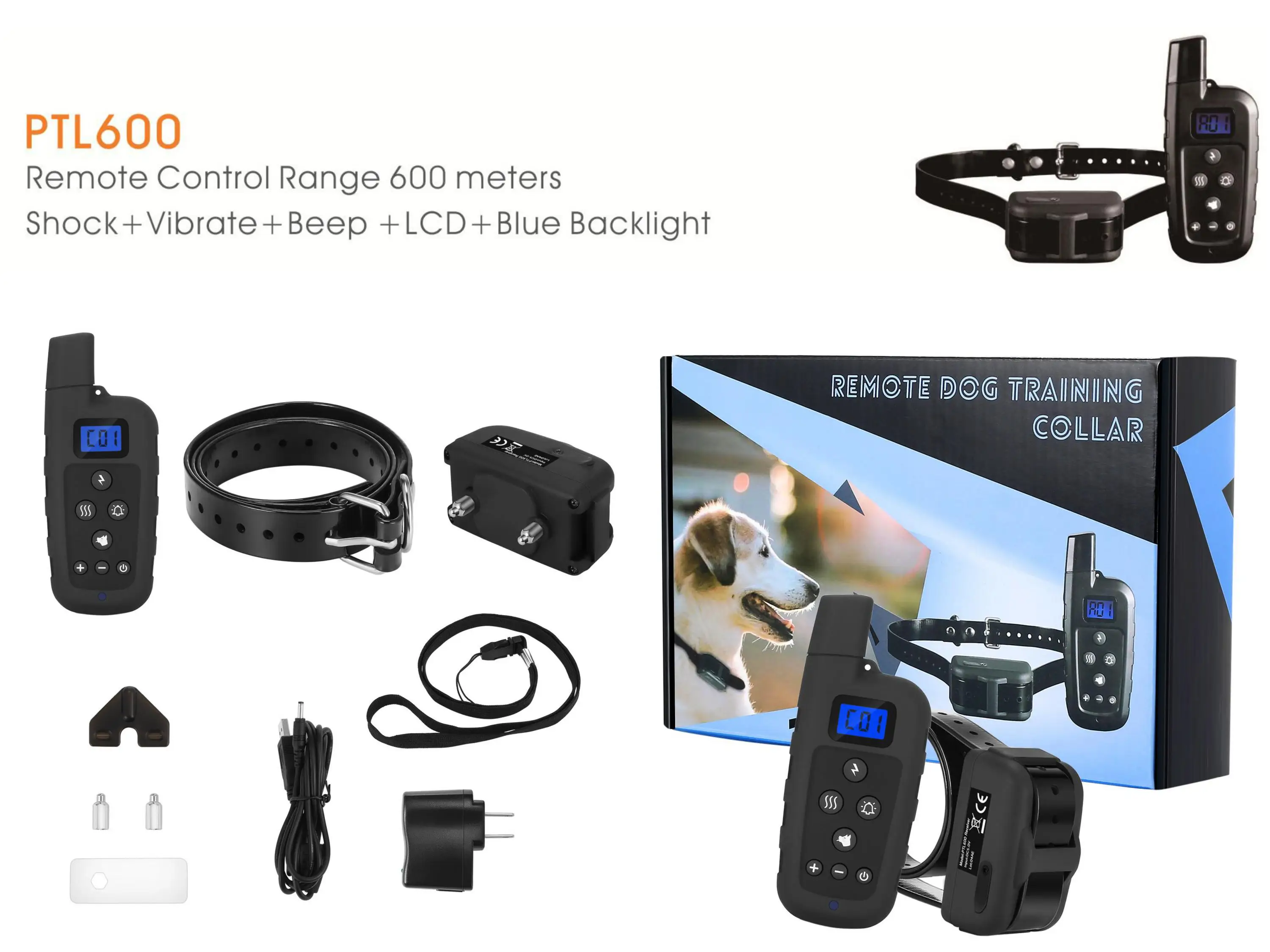 Trainertec IP67 Купание свободно Reomte Управление 600 метров E ошейники тренировочные ошейники для собак 3 и 3 тренировочные режимы