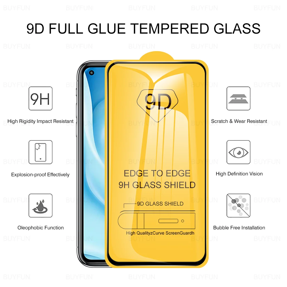 9D 2 в 1 закаленное стекло для Xiaomi Mi 11 Lite NE 5G 4G Защитное камеры защита экрана полное
