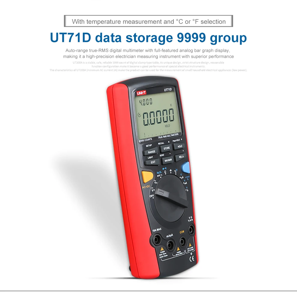 UT71A/71B/71C/71D/71E Средний размер интеллектуальный цифровой мультиметр ЖК-дисплей Профессиональный AC DC Автоматический диапазон True RMS непрерывность зуммер
