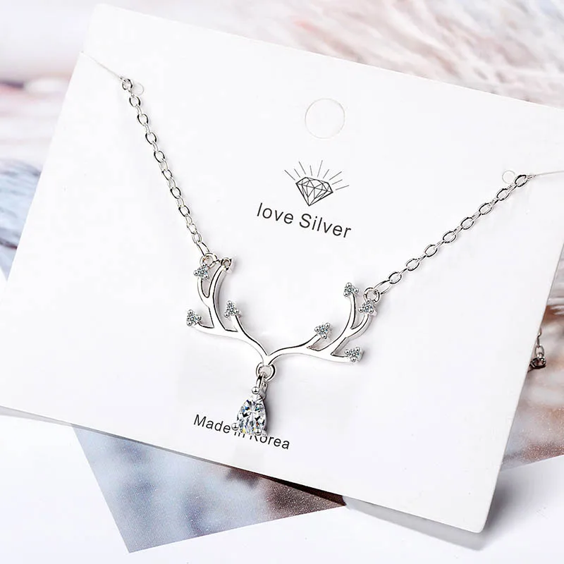 Женское ожерелье из серебра 925 пробы с фианитами в форме оленя|Подвески| |