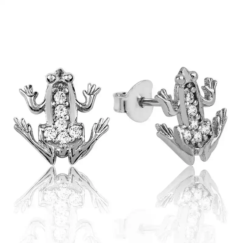 

Silverlina Silver Frog серьги со стразами