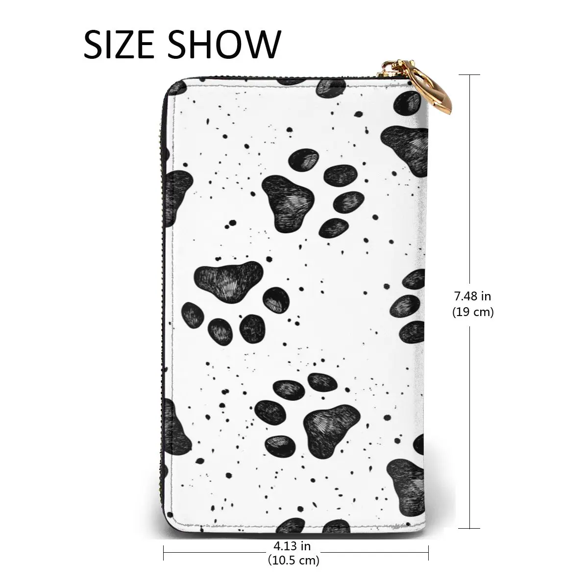 

Long Clutch Wallet Sketches Of Dog Paw Prints Large Capacity Leather Purse Zipper Pocket Card Holder for Woman Man