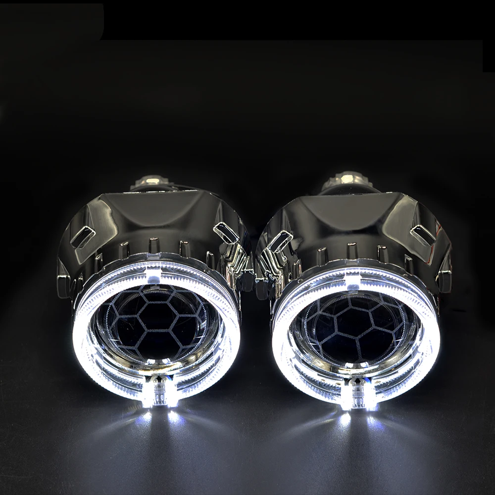 2. 5 дюймовые линзы проектора с синим покрытием в виде сот Bi Xenon DRL Angel Eye кожух H1 35 Вт