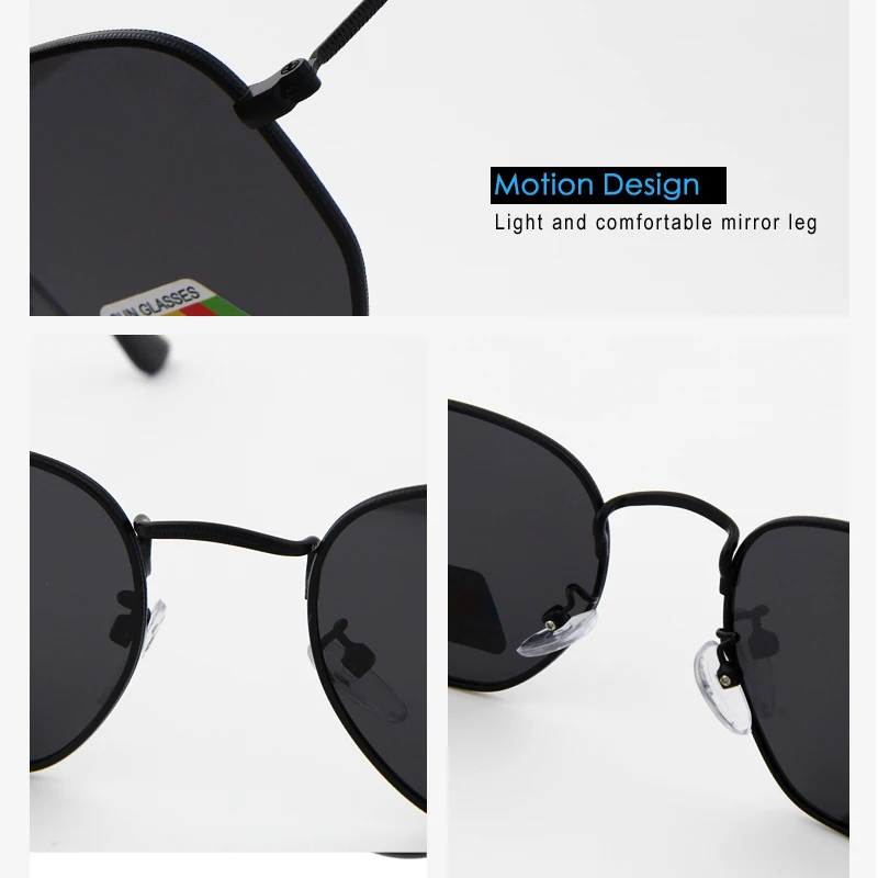 Мужские солнцезащитные очки с поляризацией синие шестигранной оправой