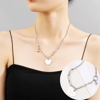 romantic silver color heart pendant necklaces for women gifts stainless steel promise love keepsake trendy fashion jewelry