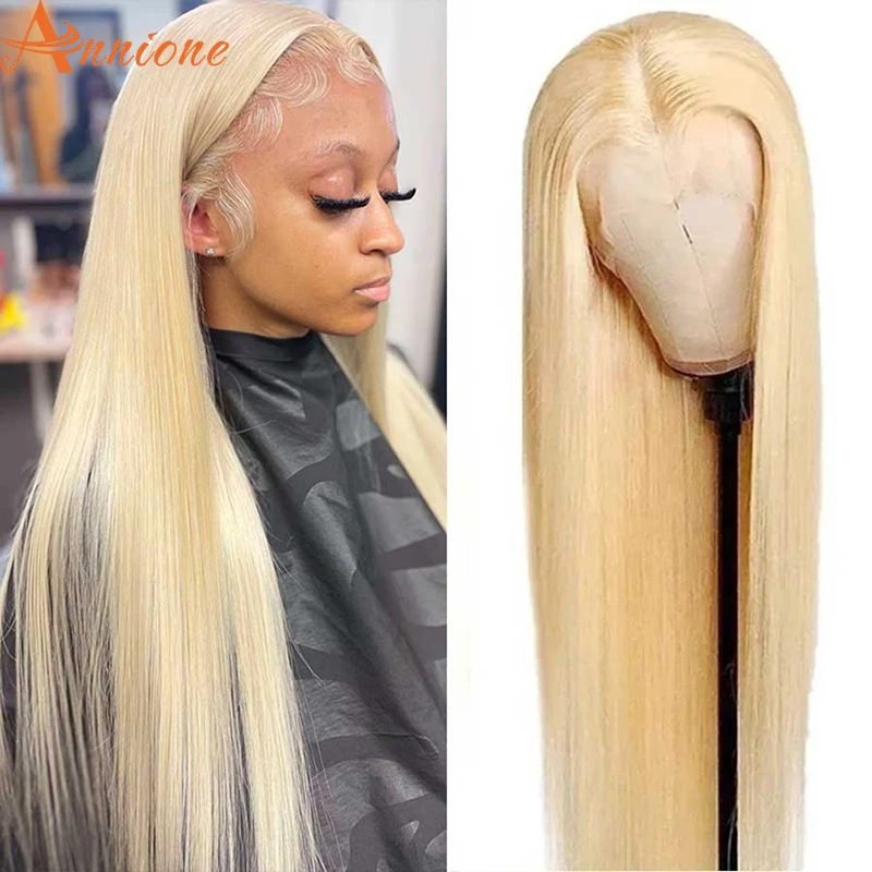 

Honey Blonde Color Remy Brazilian 613 Straight 13x4 Lace Front Human Hair Wig 180% Blonde Lace Frontal Wigs For Black Women