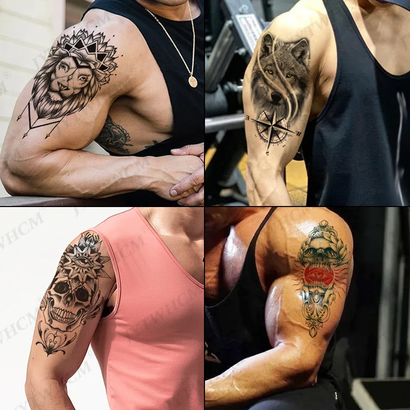 

Waterproof Temporary Tattoo Sticker Full Arm Lion Tiger Wolf Large Size Arm Tatoo Flash Fake Tattoos Sleeve for Men Women Girl
