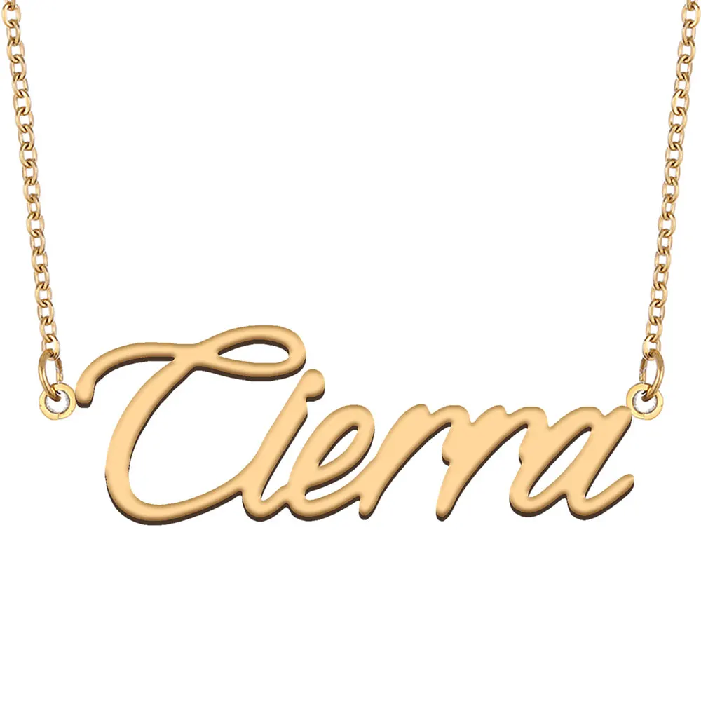 

Cierra Nameplate Necklace for Women Stainless Steel Jewelry Gold Plated Name Chain Pendant Femme Mothers Girlfriend Gift