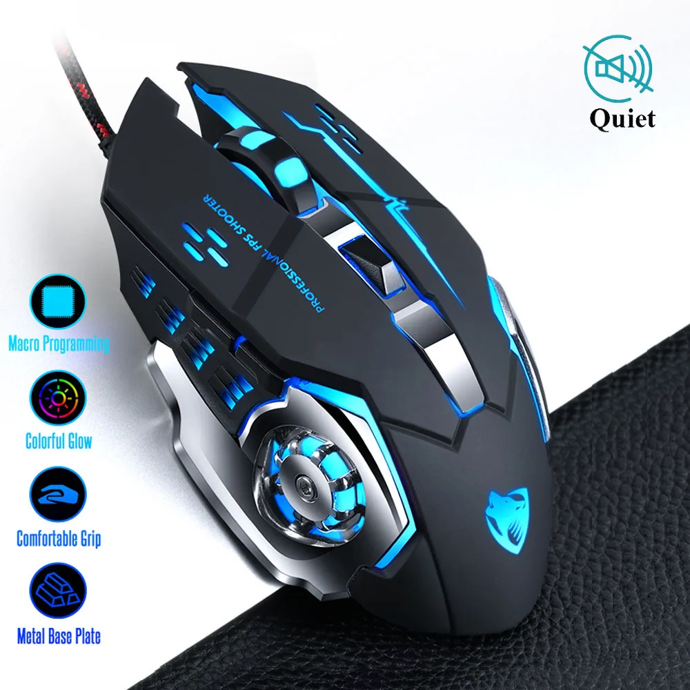 

Pro Gamer Gaming Mouse 8D 3200DPI Adjustable Wired Optical LED Computer Mice USB Cable Silent Mouse for laptop PC