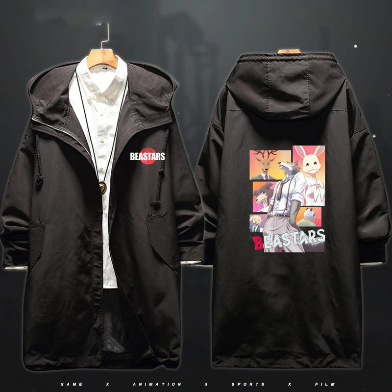 

Anime BEASTARS Cosplay Costumes Long Windbreaker Autumn Spring Hooded Trench Coat Men Jacket Halloween Costume For Women CS044