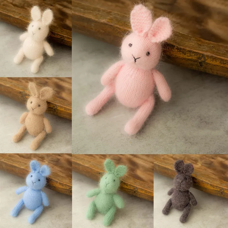 

Mohair Newborn Photography Props Rabbit Doll Knitted Cartoon Bunny Doll Toy Fotografia Accessory Studio Shoots Photo Props