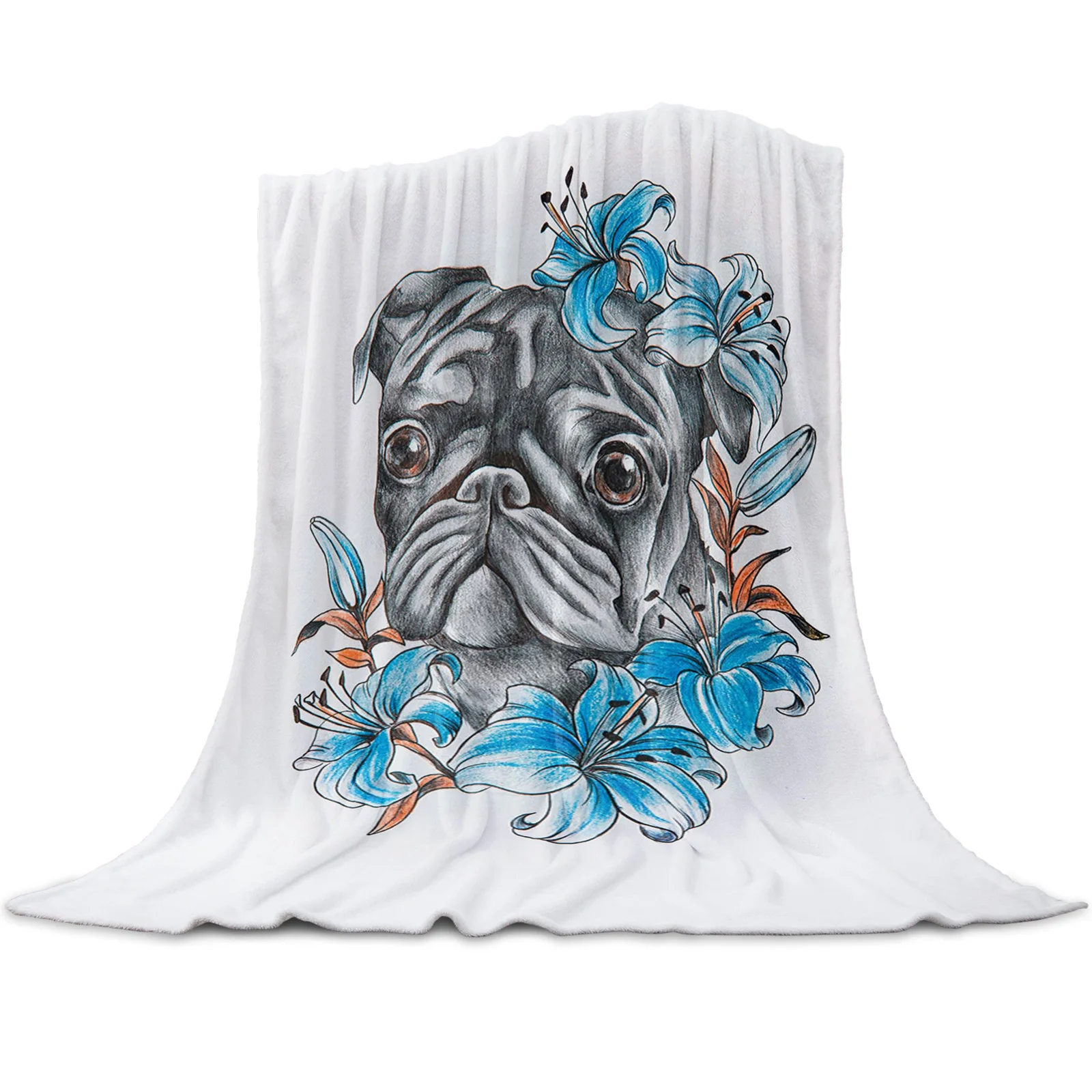 

Плюшевое одеяло с рисунком бульдога и Утренней славы, мягкое удобное Фланелевое покрывало из микрофибры, теплые простыни для дивана и крова...