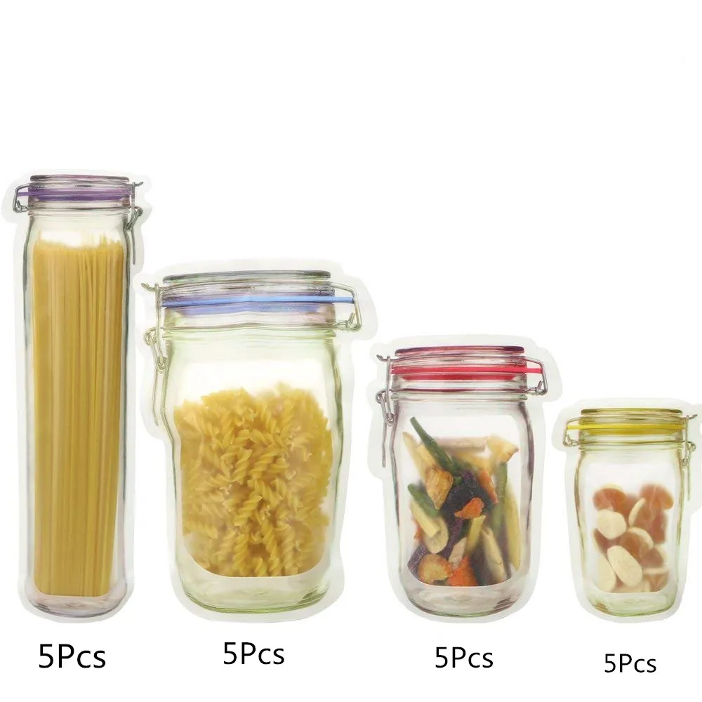 G5PC 20 штук Mason Jar шаблон хранения продуктов(высокий/500 мл x 5+ L/1000 мл x 5+ M/500 мл x 5+ S/150 мл x5)-Airti - Цвет: G5PC