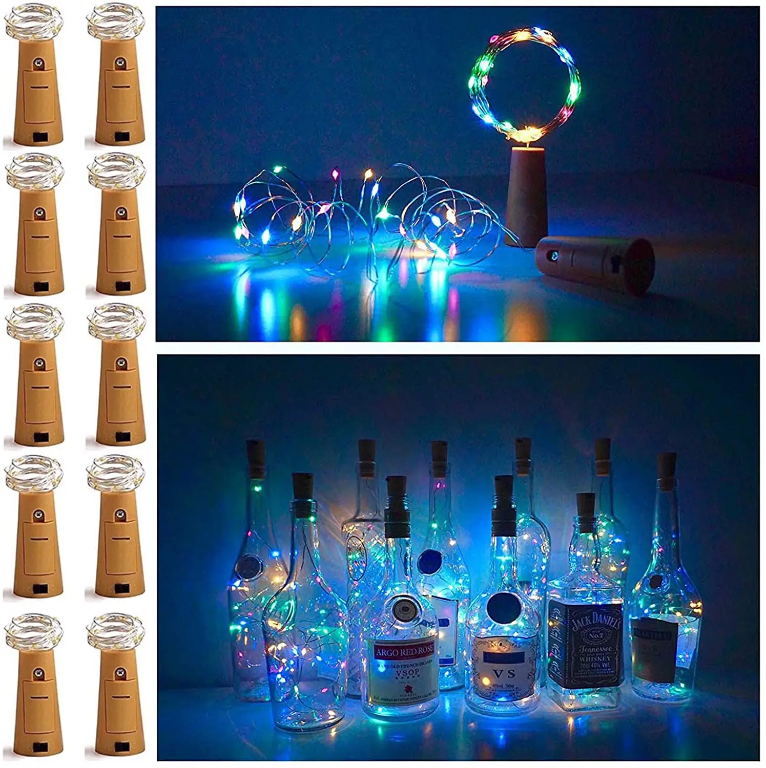 

LED Wine Bottle Cork Lights Mini Fairy String Lights Copper Wire, Battery Operated Starry Lights for DIY, Festival, Party