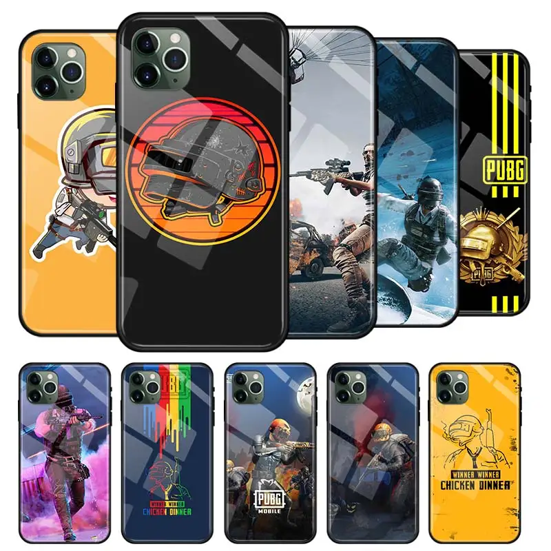 Стеклянный чехол Game PUBG для iPhone 11 12 Pro Max X 7 8 Plus XR 6 6S SE 2020 XS телефона из закаленного