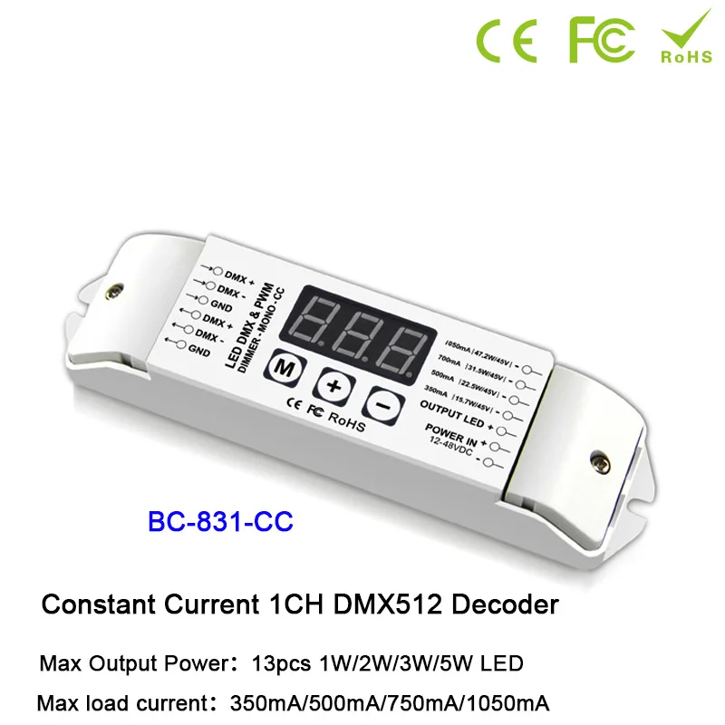 DMX512 Одноцветный контроллер ШИМ CC/CV светодиодный декодер 1 Канал выходной диммер