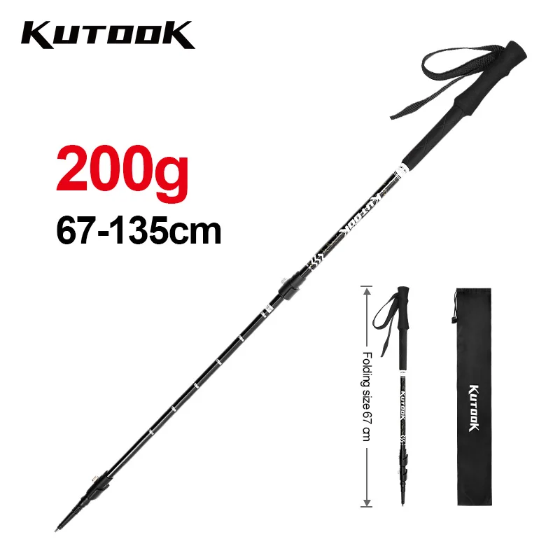 

KUTOOK 2PCS Hiking Stick Trekking Pole 3 Section Alpenstock Aluminum Alloy Bastone Senderismo Telescopic Canes Retractable Baton