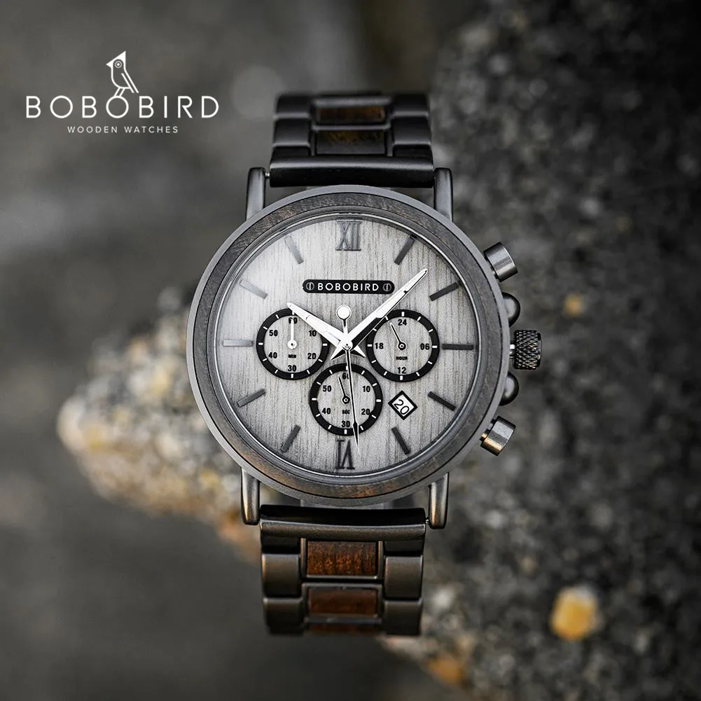 

Men Watch BOBO BIRD Top New Luxury Fashion Wooden Quartz Wristwatch Luminous Needle Automatic Calendar Timepiece Gift Relogio