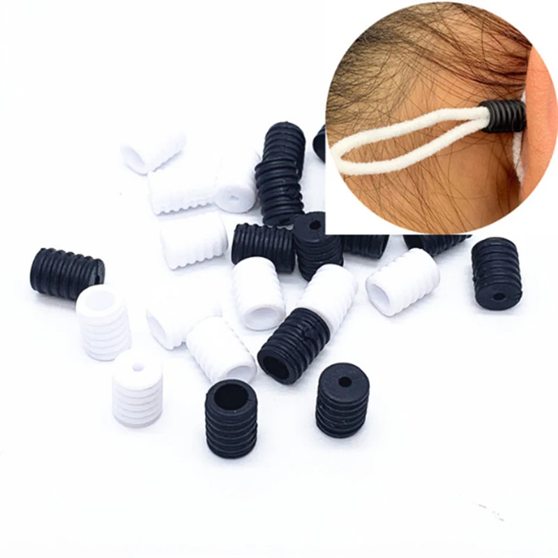 100 шт. регулируемые черные маски белые лица силиконовые замки для шнурка