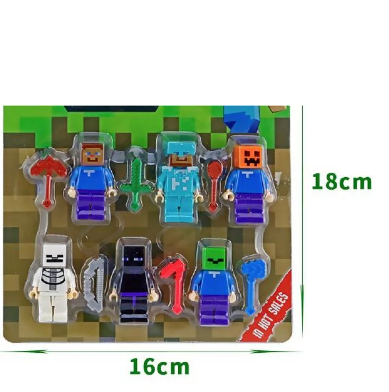 Конструктор 6 шт./компл. майнкрафт фигурки из алмазного меча куклы зомби Стив