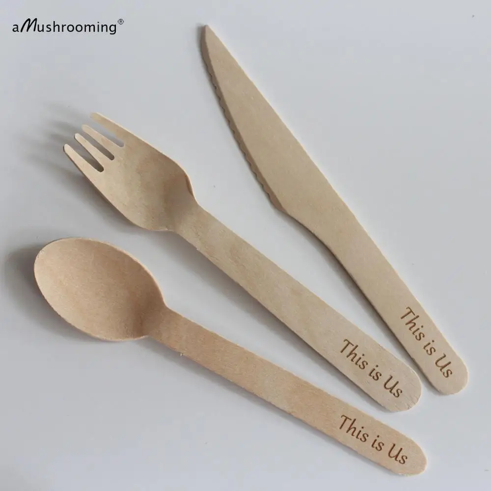 

300 Wooden Wood Disposable Knives/Forks/Spoons Cutlery Utensils Party Wooden cutlery catering XMAS Baby Shower Rustic Wedding