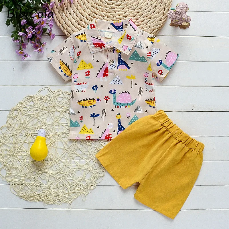 

Boys Clothes Set Baby Summer Shirt Set Print Short Sleeve Shirt + Shorts for Infant Toddler Boy 2 PCS Outwear 1 2 3 4 Years
