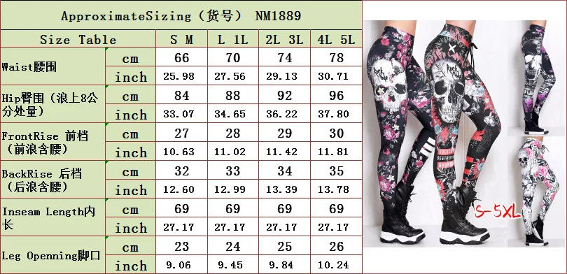 

Mandylandy Sexy Skull Legging Plus Size Witch Print Pants Plus Size Hip Raise High Waist Yoga Casual Pants Ladies Trousers