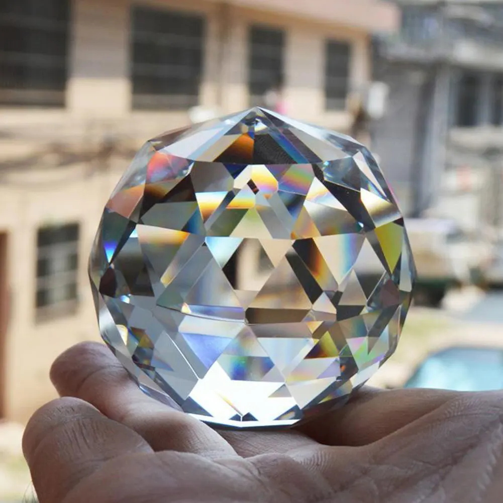 

50/60/80mm Hanging Clear Crystal Ball Prisms Crystal Sphere Faceted Gazing Ball Prisms Suncatcher Home Decor DIY Pendant