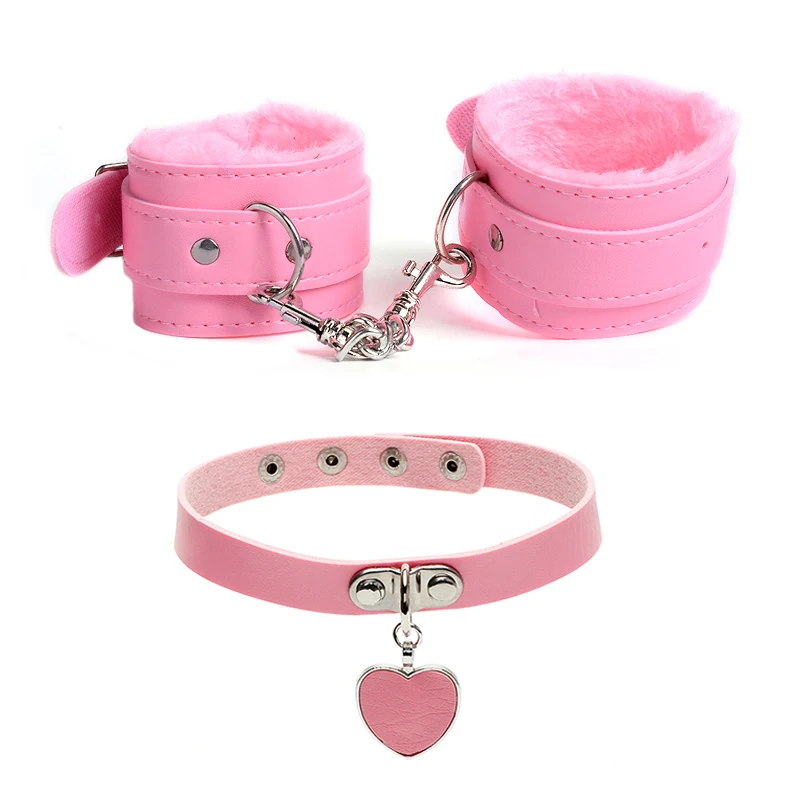 БДСМ связывющий бондаж воротник и кожаные наручники экзотические аксессуары