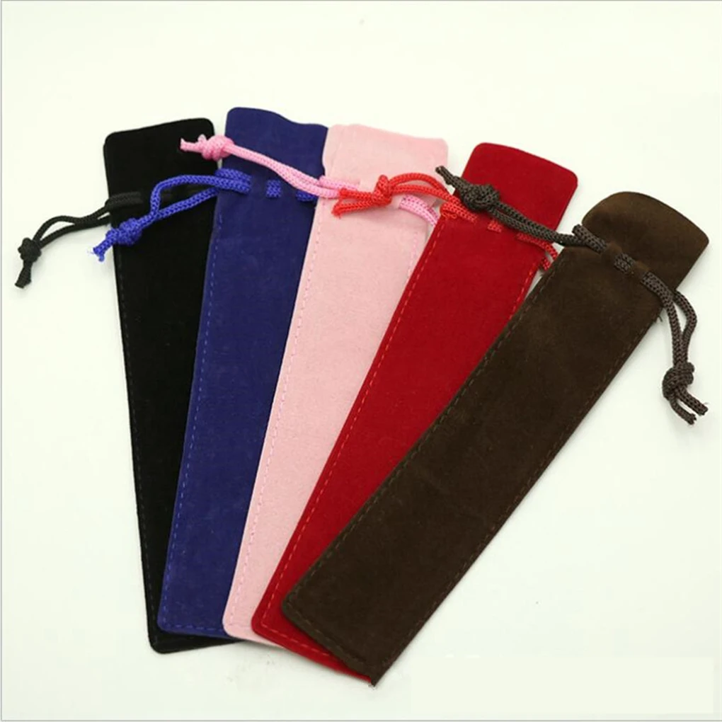 5pcs Thickened Velvet Drawstring Ballpoint Pen Case Portable Ballpen Protective Bag Stationery Supplies | Канцтовары для офиса и