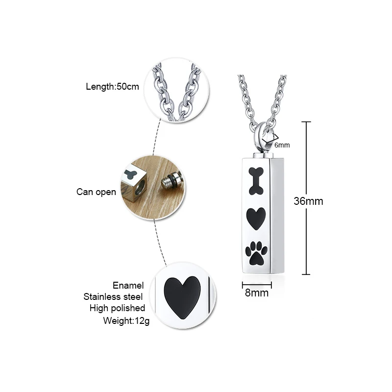 Pet Paw ожерелье с кремационной урной женский мужской кулон золы ювелирные изделия