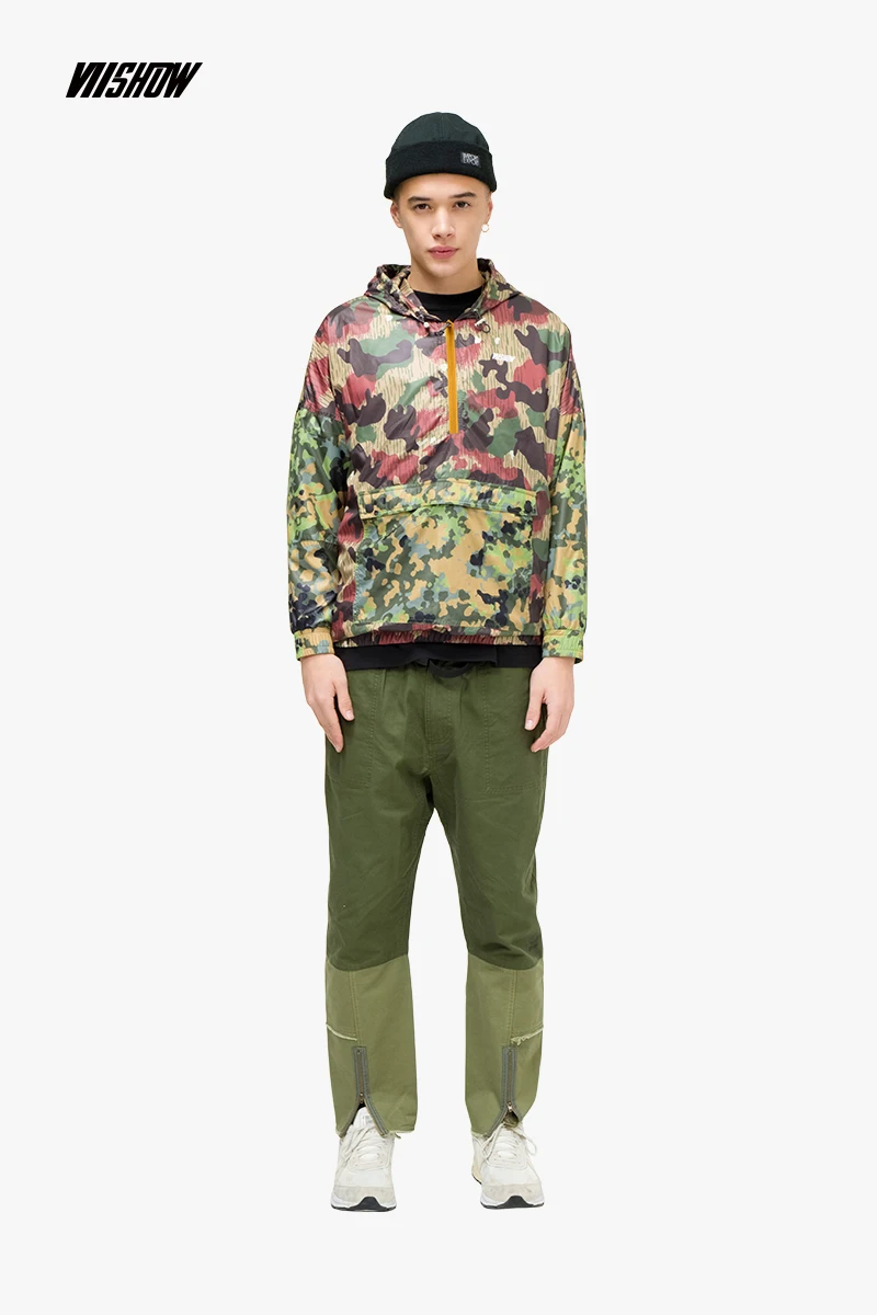 VIISHOW Мужская камуфляжная куртка с капюшоном брендовая ветрозащитная принтом