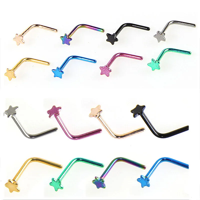 8 шт./лот кольцо гвоздик из хирургической стали в форме сердца для носа L образный