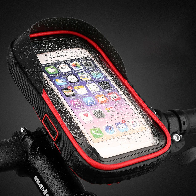 

Waterproof Bicycle Phone Holder Rain Cycling Touch Screen Mount Bag Case 6.4 Inch Bike Motorcycle Sun Visor Navigation Bracket