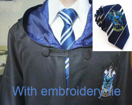 Ravenclaw with tie2 Карнавальный костюм; халат; плащ с галстуком-шарфом; Ravenclaw Gryffindor Hufflepuff Slytherin для взрослых и детей; костюм Харриса - Цвет: Ravenclaw with tie2