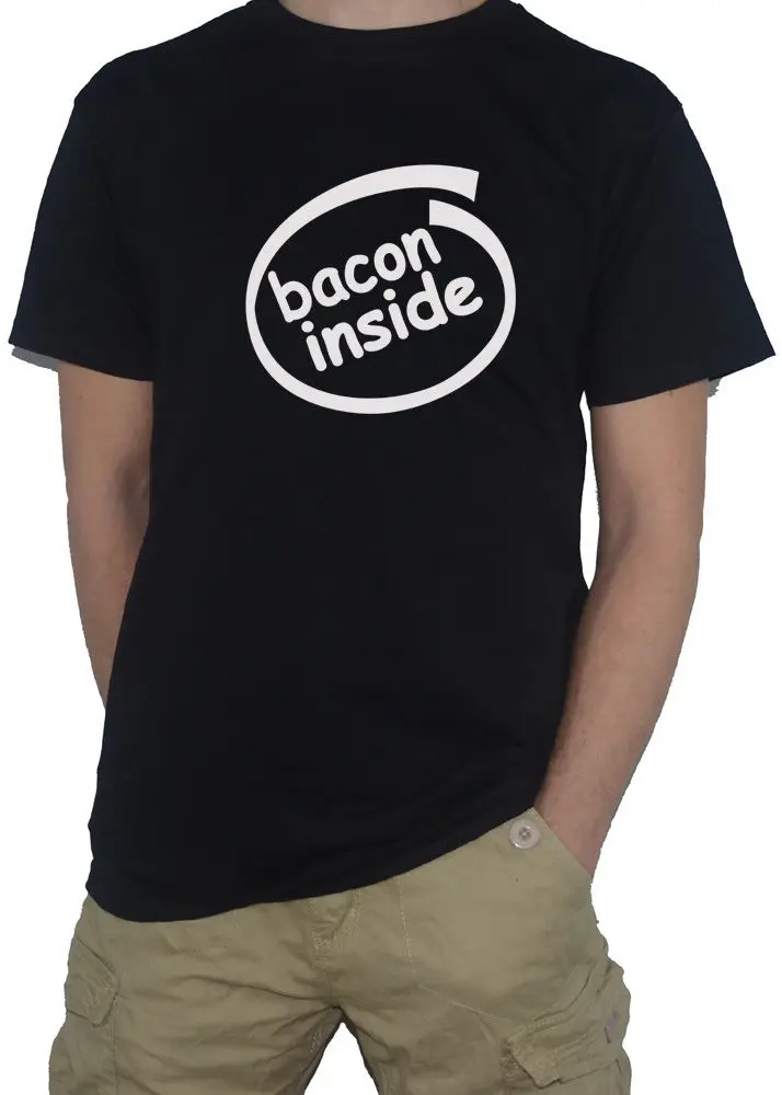 2020 Летняя мужская футболка с круглым вырезом и беконом внутри-Забавный полный