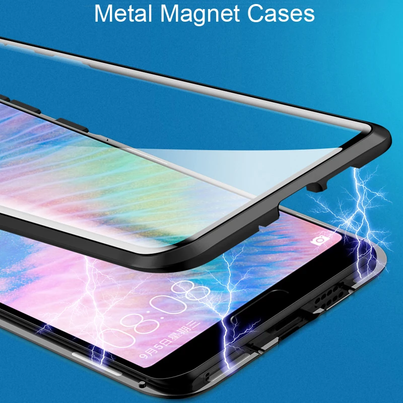 

Luxury Magnetic Adsorption Case For Huawei P20 p20 Metal Frame Doubl Sided Glass Cover For Huawei P 20 Protective Phone Case