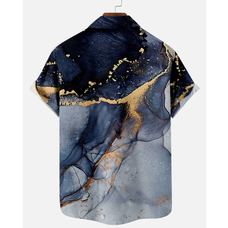 2021 Mens Summer Short Sleeve Shirt Abstract Tie-dye Cloud Element Printed Button Up 6XL Loose Plus Size Casual Hawaiian Shirts