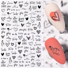3d-наклейка для ногтей, с изображением сердца, Листьев, черно-белая, переводная наклейка для ногтей, для сексуальной девушки, лица, самоклеящегося слайдера, абстрактная пленка