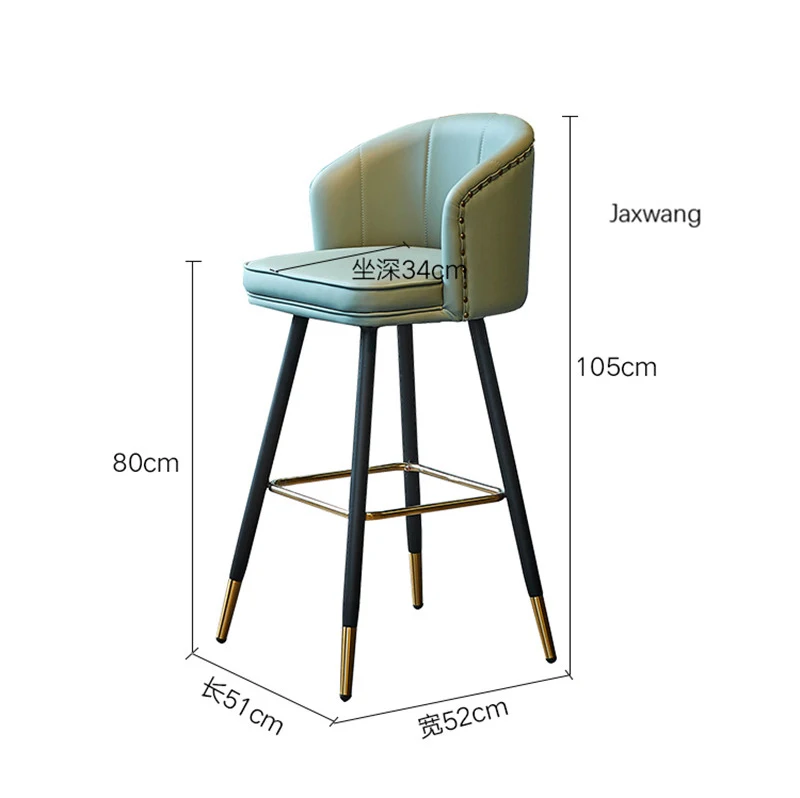

Скандинавские барные стулья, роскошный кожаный высокий стул для досуга, молочного чая, кофейни, бара, высокие ножки, спинка